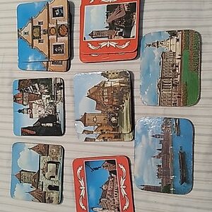Vintage German travel corkbacked coasters